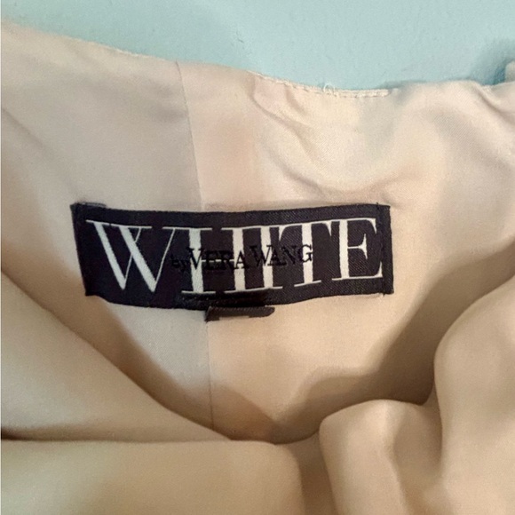 White by Vera Wang Halter V-Neck Bridesmaids Prom Bow Dress with Sash - Size 4 - Picture 6 of 8